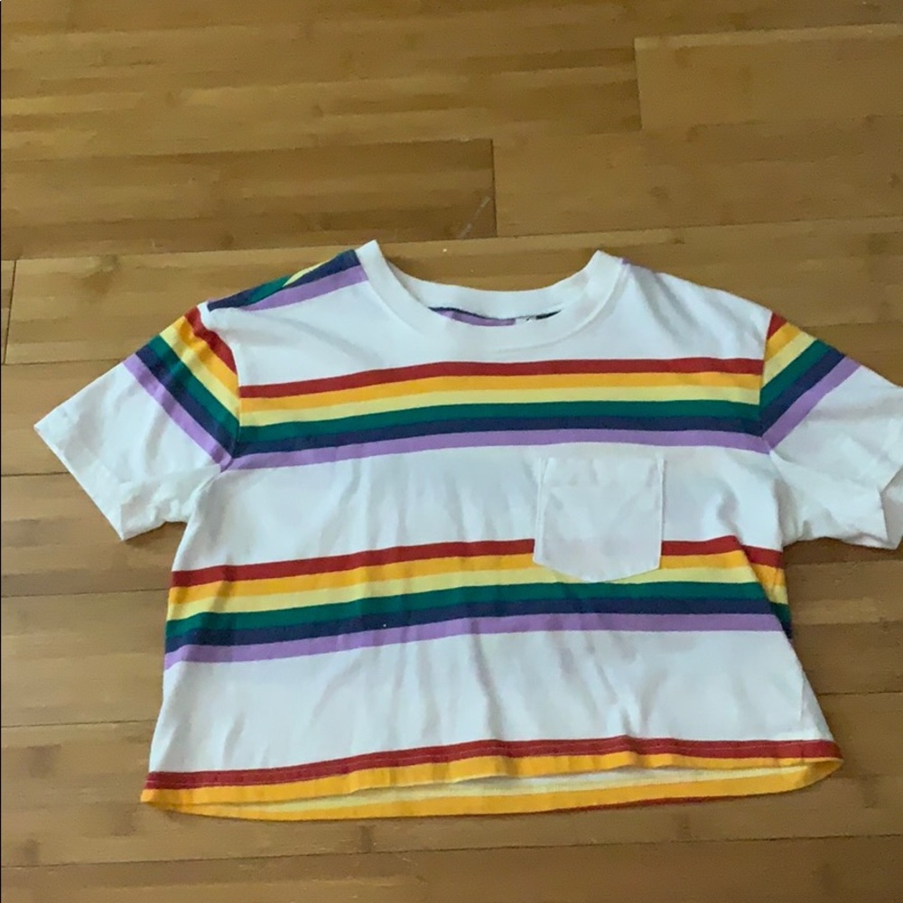 Cute rainbow stripe crop top!